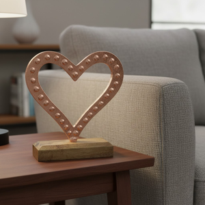 Elegant Antique <b>Heart</b> Shape Christmas <b>Ornament</b> | High Quality Wooden Aluminium Craft | Holiday Home Decoration - Product Image 2