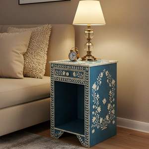 Commode haut de gamme en incrustation d'os avec accent en agate, fabriquée à la main par un fournisseur indien - Product Image 4