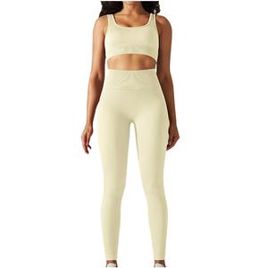 Conjunto de Yoga Deportivo Personalizado sin Costuras para Mujer, para Otoño, Estilo Urbano, Spandex/Poliéster, Sujetador Deportivo Suave, Leggings Transpirables para Uso Diario - Product Image 6