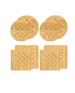 Lot de 8 tapis de dessous de plat en bambou pour la cuisine sous-verre en bois antidérapant - Product Image 1