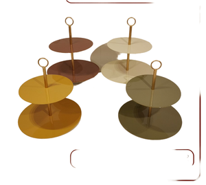 Support de serveur de gâteau en métal de style arabe durable support de gâteau de fête d'anniversaire de taille moyenne avec emballage de sac OPP à base de fil - Product Image 3