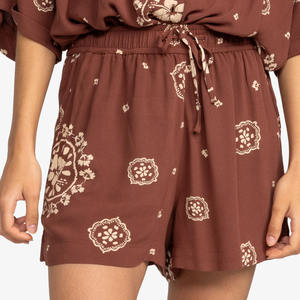 2024 Summer Collection <b>Women's</b> Brown Breathable Digital Printed Loose Fit Casual <b>Shorts</b> Mid-Waist Beach Low MOQ Availability - Product Image 2
