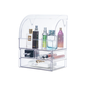 Boîte de rangement cosmétique empilable minimaliste en acrylique transparent brillant HALO, boîte de rangement carrée pour maquillage, présentoir de comptoir - Product Image 4