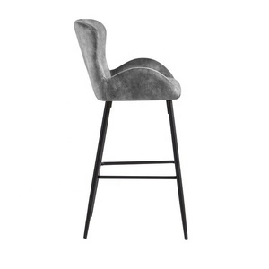 Taburete de Bar Moderno Tapizado, Silla Alta con Asiento de Tela y Respaldo, Patas de Metal para Bar de Hotel, Muebles de Cafetería - Product Image 3
