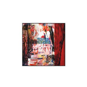 <b>Red</b> and Black Polyester Twill Square <b>Scarf</b> with Geometric Pattern - Product Image 1