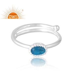 Última venta 925 anillo de piedras preciosas de apatita de neón Natural de plata esterlina joyería personalizada para mujeres regalo para ella - Product Image 3