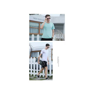 Camiseta de franela de algodón XL 100% para hombre, Logo personalizable, sin cuello, transpirable, secado rápido, estampado de verano, informal, manga corta, Fitness - Product Image 3