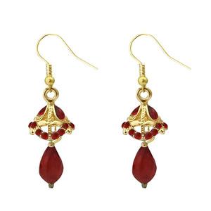 Kriaa ต่างหูระย้าหินสีแดงเข้มสไตล์ออสเตรีย1313705I แฟชั่นสไตล์ Jhumki - Product Image 1