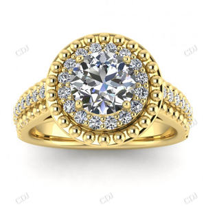 Nouveaux modèles 18K or massif rond Halo bague de fiançailles Moissanite antique demi-éternité fournisseur de bague de mariage bijoux fins - Product Image 3