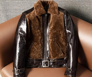 Venta al por mayor 2025 chaqueta de cuero de vaca de alta calidad para hombres forro de piel de oveja personalizado 100% chaquetas de cuero de los hombres logotipo personalizado - Product Image 1