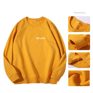 Venta al por mayor 350GSM cuello redondo Unisex 100% algodón sudadera de gran tamaño bordado hombres en blanco cuello redondo básico sudaderas y sudaderas con capucha - Product Image 4