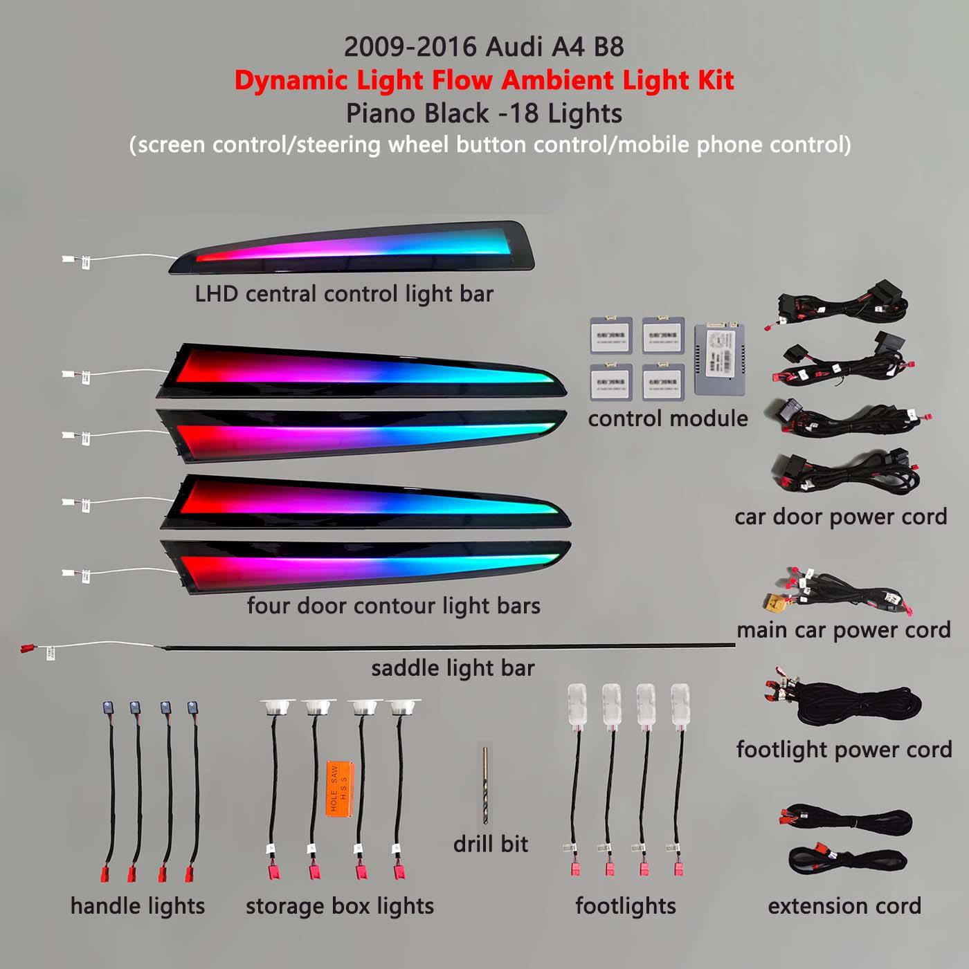 18 lumières dynamiques (conduite à gauche)