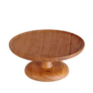 Présentoir à gâteaux rond en bois naturel de haute qualité avec base élégante pour fêtes d'anniversaire et décoration d'intérieur - Product Image 2