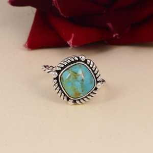 Kingman <b>Turquoise</b> Sterling Silver <b>Ring</b> Twisted Band Boho Jewelry Handmade Gemstone <b>Ring</b> Western Silver Gift for Her - Product Image 2