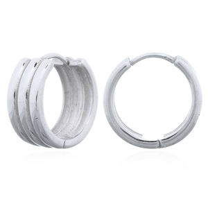 Cute Trendy 925 Sterling <b>Silver</b> Round Ribbed <b>Hoop</b> <b>Earrings</b>-Gift & Party Jewelry - Product Image 2