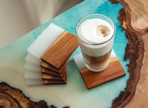 Offre Spéciale bleu résine et bois de manguier 10X10 cm 4 pouces sous-verres pour boisson hôtel et Restaurant fournitures unique décoration de Table caboteur - Product Image 3