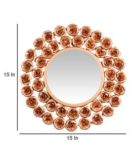 Rose Gold Metal <b>Round</b> <b>Mirror</b> New Rose Design Handmade Iron Wall Hanging Makeup <b>Mirror</b> for <b>Bathroom</b> Decoration - Product Image 2