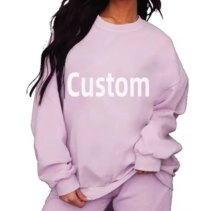 Sudaderas Personalizadas Ecológicas de Invierno para Mujer, Tejido Grueso de 380g, Cuello Redondo, Bordado Sólido en la Parte Delantera, Manga Murciélago - Product Image 1