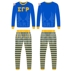 Custom Sigma Gamma Rho Sorority venta al por mayor de algodón sólido de manga larga ropa de dormir cómoda de talla grande conjunto de dos piezas para pijamas de mujer - Product Image 1
