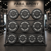 Ensemble de plaques de poids en caoutchouc personnalisées FABA SPORT, options de couleurs noir et blanc, kit complet pour CrossFit et Powerlifting