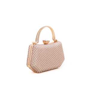 Brass Crystal Rhinestone Diamond Resin Mother of <b>Pearl</b> <b>Clutch</b> P15037 Sparkling Bridal Purse with Chains Decoration Satin Lining - Product Image 2