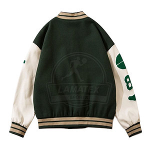 Nouvelle collection : Blouson universitaire d'hiver en cuir premium avec capuche, col montant, logo frontal, finition élégante et écologique - Product Image 2
