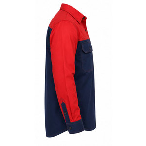 Men's Red And Navy Long Sleeve Work <b>Shirt</b> Cotton Abrasion Resistance Work Fashion Uniform - Product Image 5