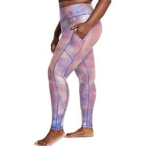 Nuevos Leggings Deportivos de Cintura Alta para Mujer, Talla Grande, al por Mayor, Color Rosa Brillante, Transpirables, Sublimados, con Bolsillos - Product Image 5