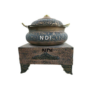 Hammered Design Dish <b>Food</b> <b>Warmer</b> <b>Buffet</b> Server Dishes Wedding Parties Catering Serving Chafing Dish With Black Stand - Product Image 1