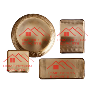 Bandeja metálica para servir comida de metal con diseño martillado de forma redonda - Product Image 2