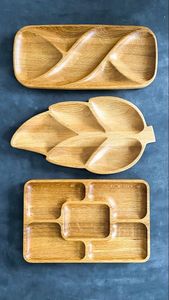 100% plateau de service multi-sections en bois de qualité supérieure en forme de feuille - Product Image 4