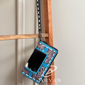 Cartera tallada a mano, funda de teléfono de embrague, elegante piel de vaca, gran oferta, cartera, multiusos, carteras de cuero occidental - Product Image 1