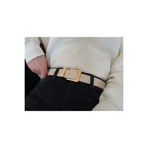 Ceinture pour femme à boucle carrée, ceinture pour pantalon, ceinture pour veste, ceinture pour robe - Beige-doré - Product Image 4