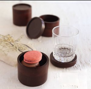Pot en bois brun foncé antique de qualité durable avec couvercle, récipient de stockage de fruits secs de qualité supérieure, boîte ronde en bois pour fruits secs - Product Image 1