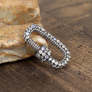 Colgante de Plata de Ley 925 a la moda con micropavé, piedra preciosa arcoíris Natural con mosquetón de bloqueo de tornillo, componente de joyería fina - Product Image 3