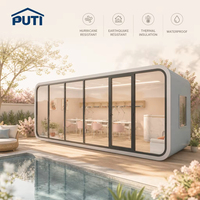 Cabane Apple Bleu Poussière 13m² Maison Préfabriquée Isolée Imperméable Hôtel Resort Habitation Disponible Immédiatement