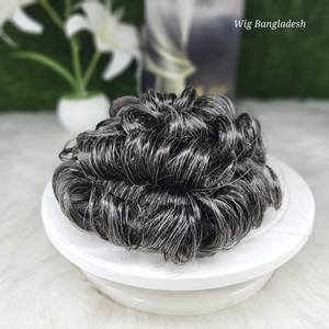 Perruques droites en couches noires vierges courtes Remy pour hommes, cheveux indiens, cheveux gris argenté, mode vague naturelle - Product Image 3