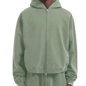 Sweat à capuche unisexe avec fermeture éclair, strass, effet délavé, broderie, polaire imperméable, style vintage - Product Image 6