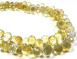 ลูกปัด Briolette ทรงหยดน้ำตา6.5-10มม. สีเหลืองมะนาวธรรมชาติ9 "สายอัญมณีหลวมเล่นสีชั้นยอด - Product Image 2