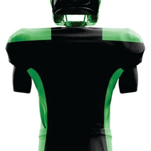 Ensemble d'uniformes de football américain vert noir pour hommes personnalisés matériel de sport d'entraînement durable en sergé respirant manches courtes - Product Image 3