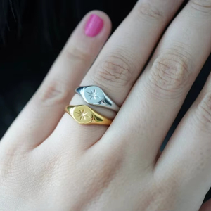 Minimalist North Star Signet <b>Ring</b> <b>Women</b> Elegant Silver Starburst Fine <b>Ring</b> Trendy Modern Layering Jewelry Perfect Gift <b>for</b> Her - Product Image 1