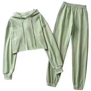 ชุดเซ็ต 2 ชิ้น เสื้อฮู้ดและกางเกงวอร์มผ้าฝ้ายพิมพ์ลายคุณภาพสูงสำหรับผู้หญิง ดีไซน์ทันสมัย ระบายอากาศได้ดี เหมาะสำหรับฤดูหนาว รับสกรีนโลโก้ตามสั่ง - Product Image 5