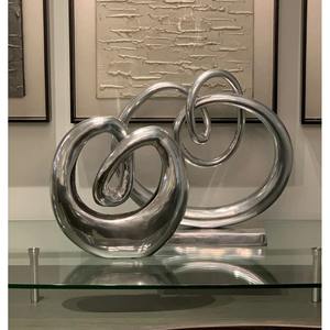 Sculpture de table en argent brillant avec un design artistique époustouflant pour une décoration élégante et moderne pour la maison et le bureau - Product Image 2