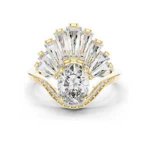 Bague en forme d'éventail pour femme avec diamant de laboratoire et moissanite 3.145 CT, clarté VVS-VS EF, or 18 carats, 14 carats, 10 carats et argent 925, rose - Product Image 2