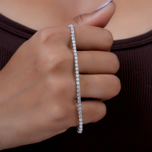Brazalete de Tenis con Moissanita de Corte Brillante Redondo, Chapado en Rodio, Plata 925, Cierres Abiertos, Unisex, Regalo, Fiesta - Product Image 4