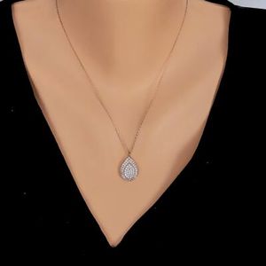 Colgante de Plata de Ley 925 con Diseño de Lágrima, Engastado con Piedras Naturales Rosas y Blancas, Bañado en Oro, con Encanto, Joyería de Regalo - Product Image 1