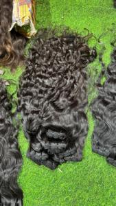 Cheveux humains vierges indiens naturels ondulés Remy 24 pouces Extensions de qualité supérieure Double trame naturelle noire Cheveux tirés à la main - Product Image 4