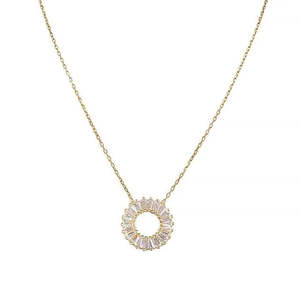 Round Baguette Crystal Necklace Elegant and Stylish Accessory - Product Image 1