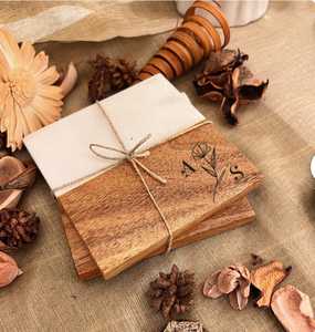 Posavasos de piedra de mármol y madera natural con estilo con grabado láser para el hogar, cocina, restaurante, vajilla, decoraciones - Product Image 3