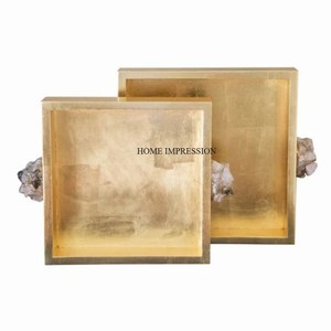 Plateau et plateau de service de nourriture de couleur or en matériau aluminium de conception la plus récente meilleure vente de grands plateaux de nourriture de qualité supérieure uniques - Product Image 4